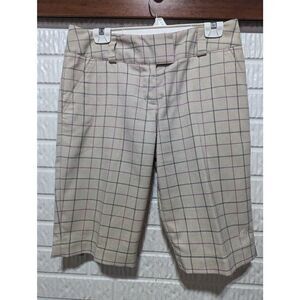 Adidas Women's Pink And Blue Window Pane Flat Front Golf Shorts Size 8